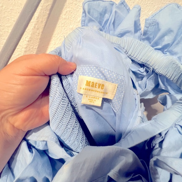 Anthropologie Light Blue Off-Shoulder Ruffle Midi Dress - Picture 6 of 6
